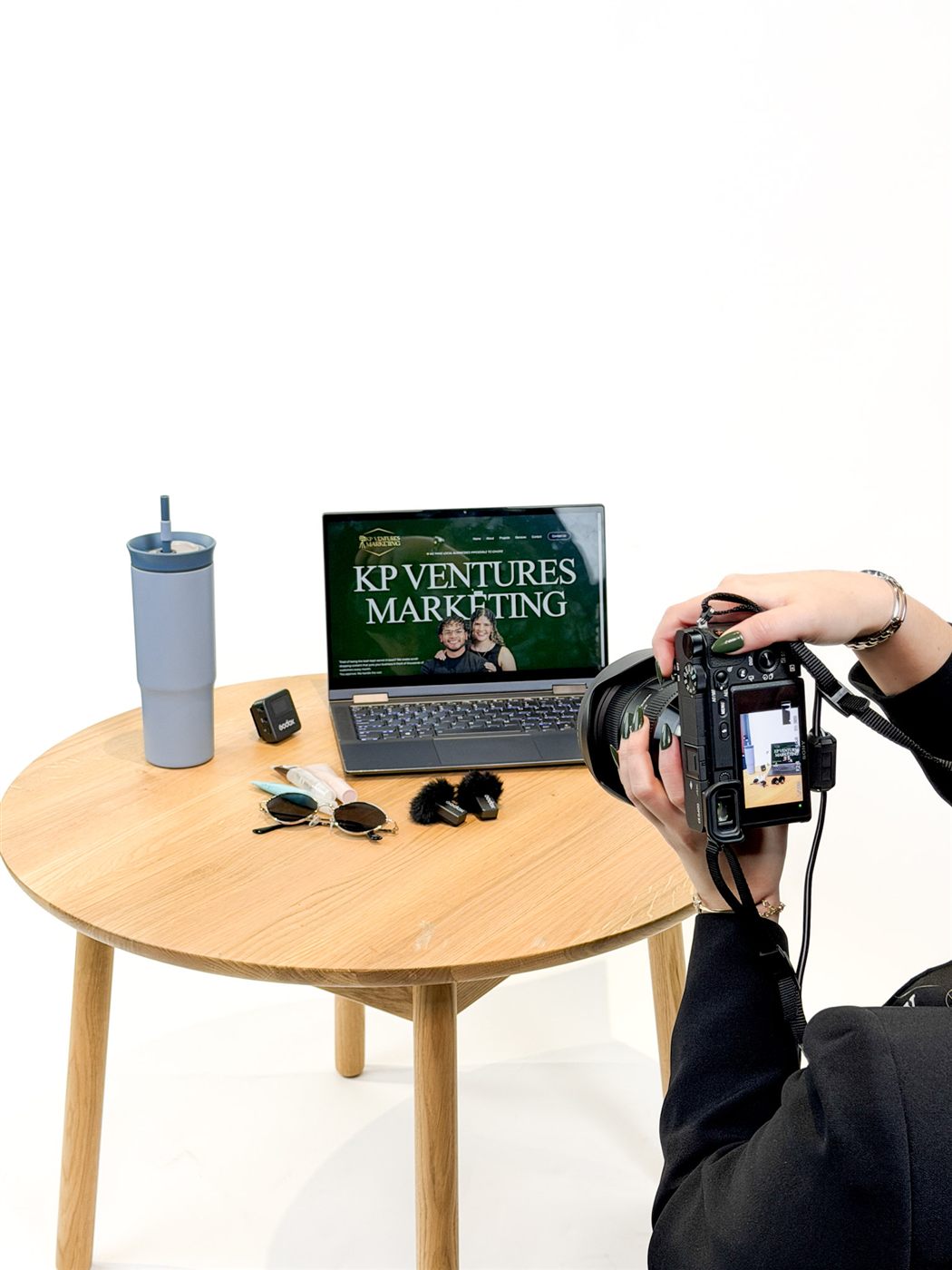 KP Ventures content team filming on location